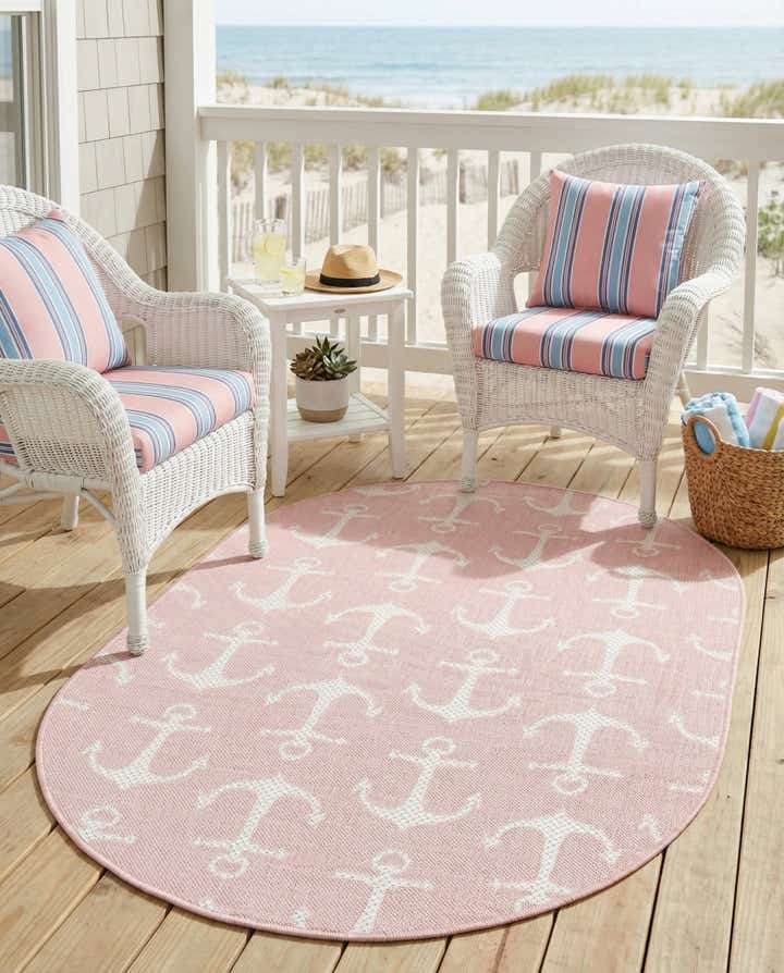 3' x 5' 3 Easy-Clean Coastal Indoor / Outdoor Oval Rug