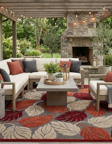 8' x 10' Easy-Clean Botanical Indoor / Outdoor Rug