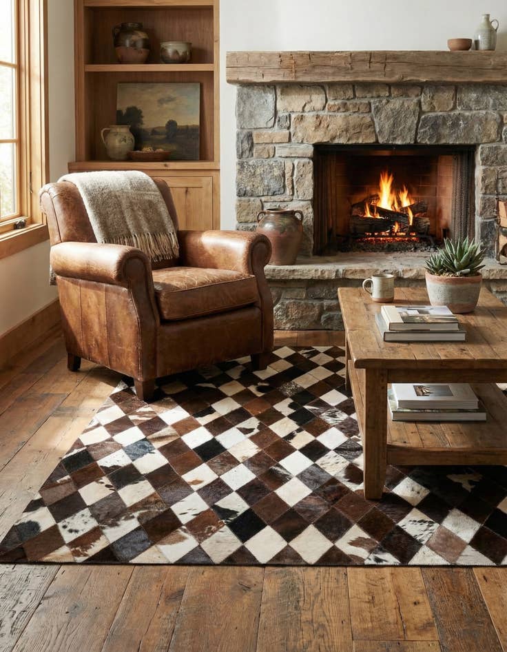 Detail image of 4' x 5' 11 Cowhide Stocks Rug