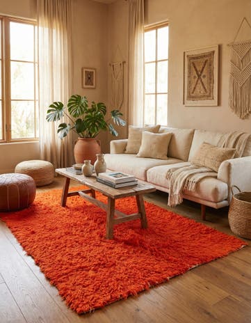 4' 9 x 6' 7 Hand Knotted Moroccan Wool Rug