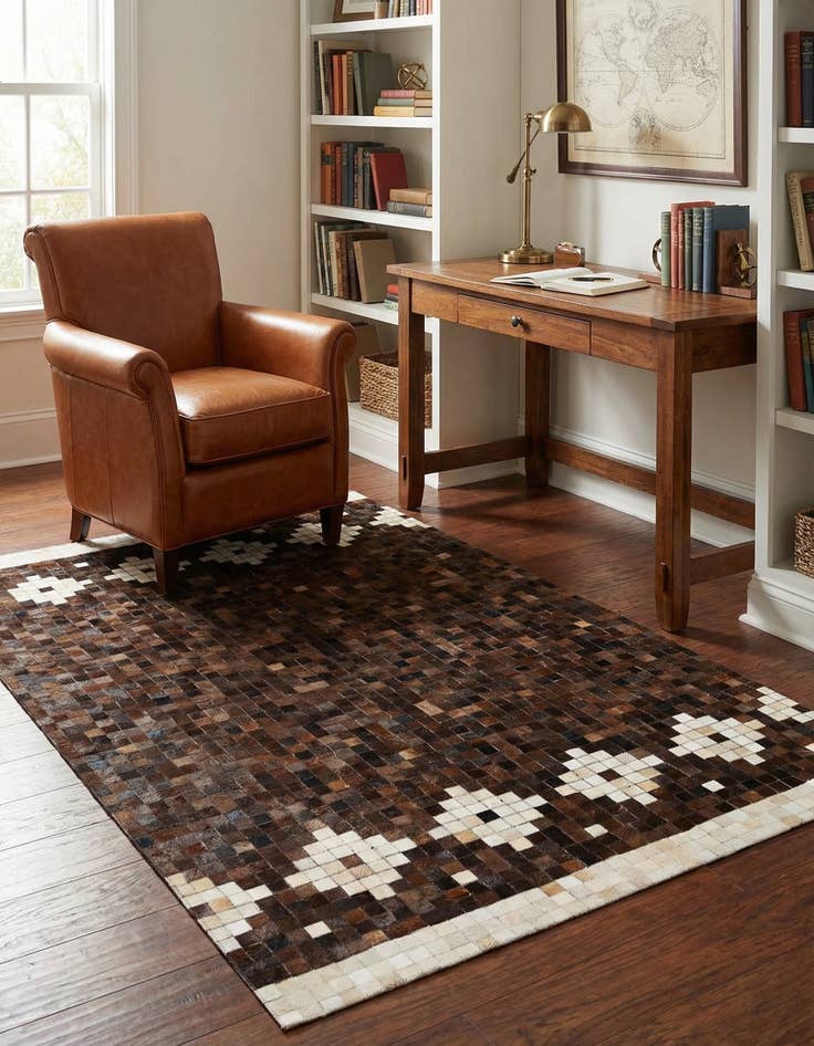 Detail image of 5' x 7' 11 Cowhide Stocks Rug