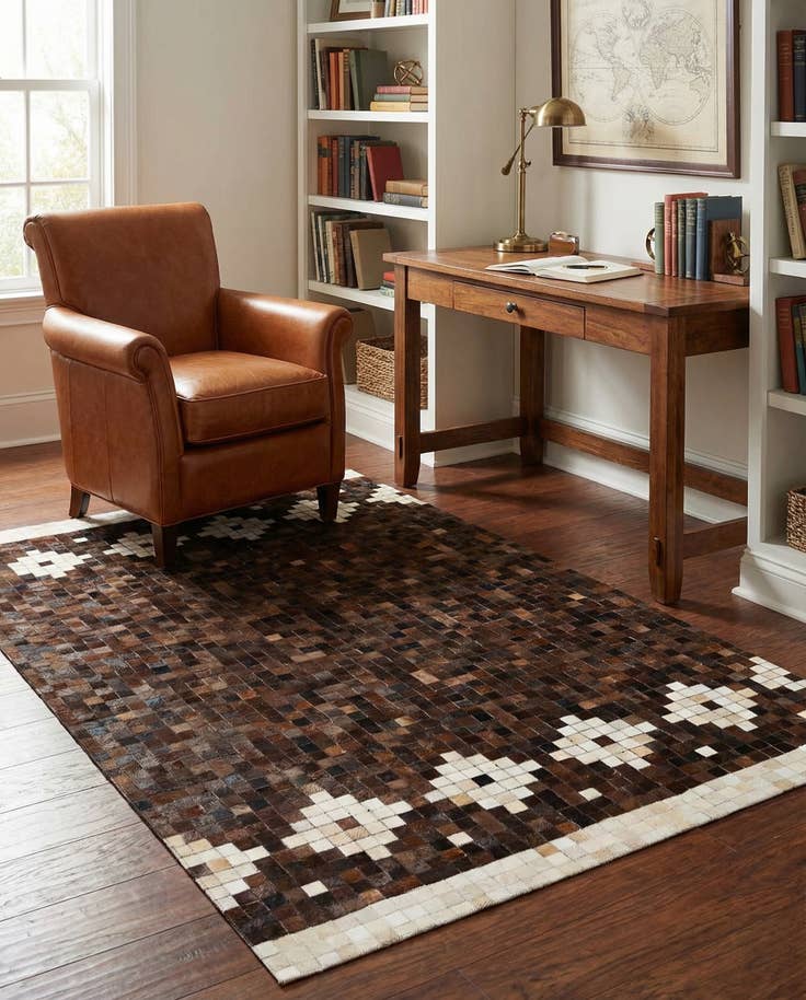 Detail image of 5' x 7' 11 Cowhide Stocks Rug