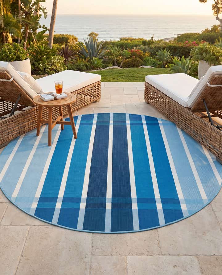 6' x 6' Easy-Clean Ribbon Indoor / Outdoor Round Rug