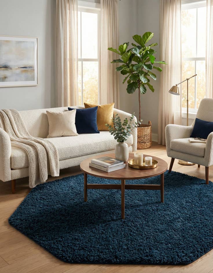 Detail image of 7' 10 x 7' 10 Solid Shag Octagon Rug