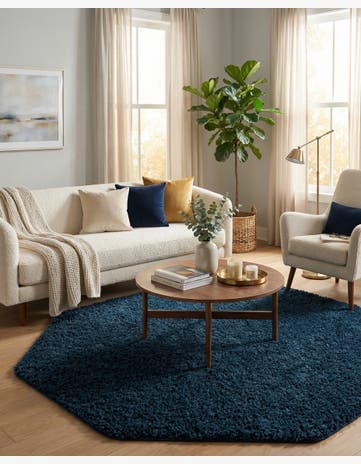 7' 10 x 7' 10 Solid Shag Octagon Rug