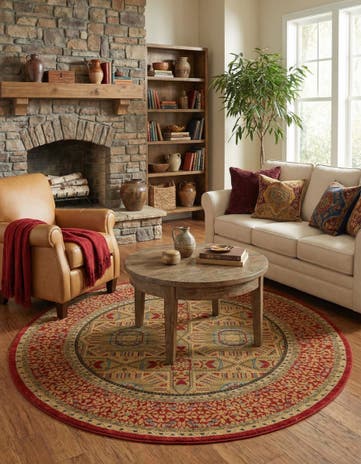 Red Amina Round Rug