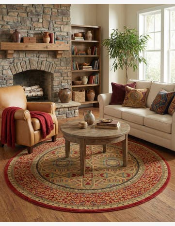 Red Amina Round Rug