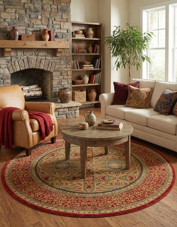 Red Amina Round Rug