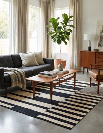 4' 8 x 6' 9 Hand Woven Kilim Modern Wool Rug