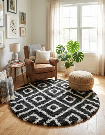 5' 3 x 5' 3 Athena Shag Round Rug