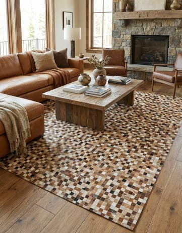8' 1 x 9' 10 Cowhide Leather Rug