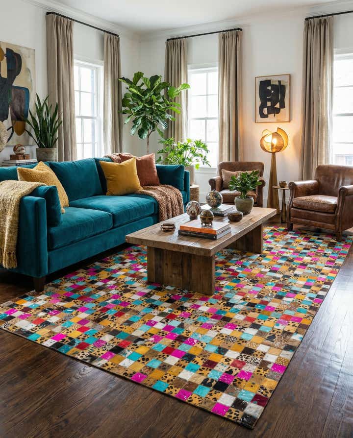 5' 1 x 8' Cowhide Leather Rug