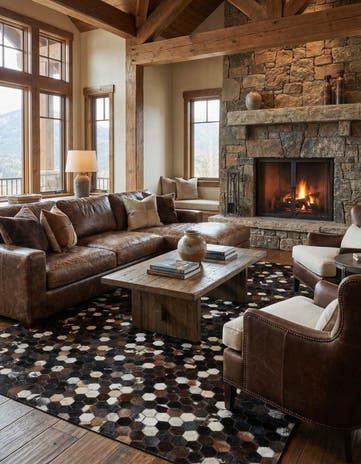 5' x 7' 10 Cowhide Leather Rug