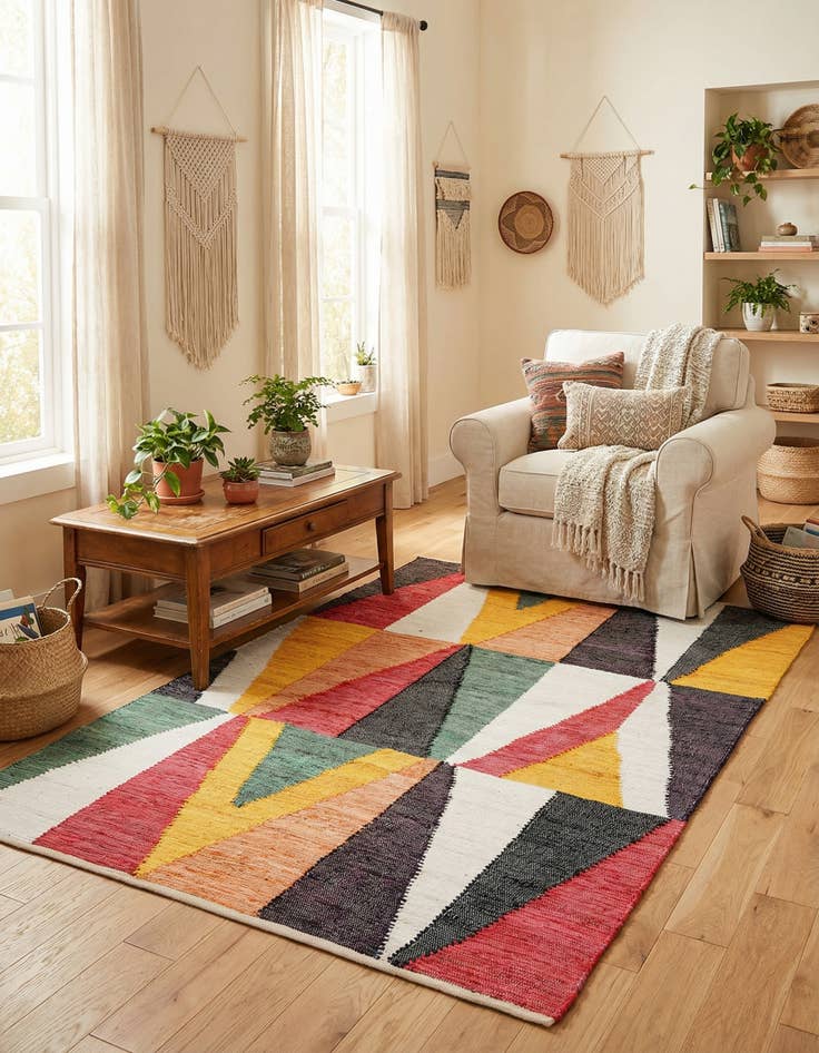 Detail image of 6' 1 x 9'  Hand Braided Chindi Cotton Rug