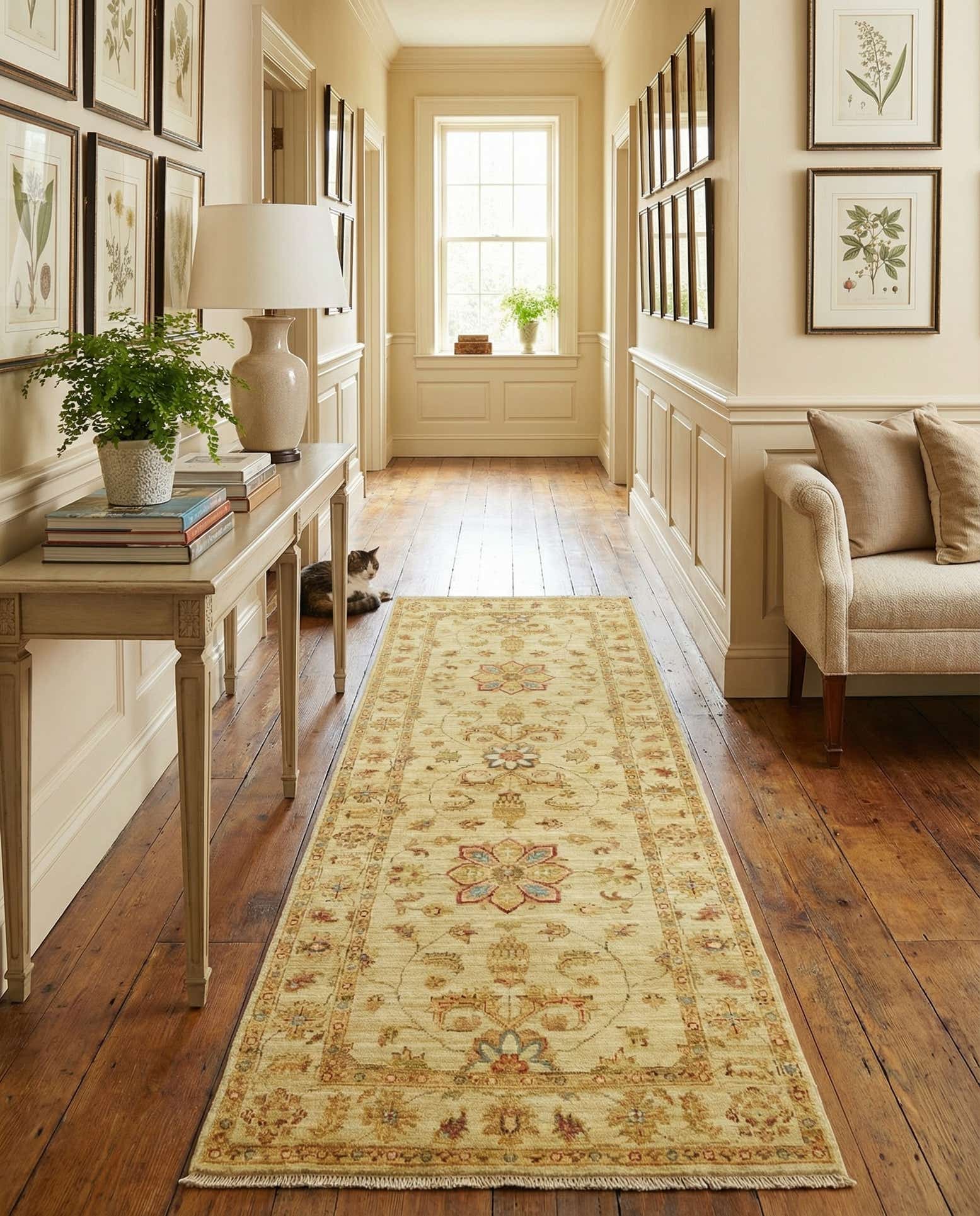2' 6 x 6' 7 Hand Knotted Peshawar Ziegler Runner Rug