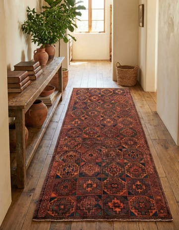 4' 9 x 9' 9 Hand Knotted Shiraz Persian Wool Runner Rug