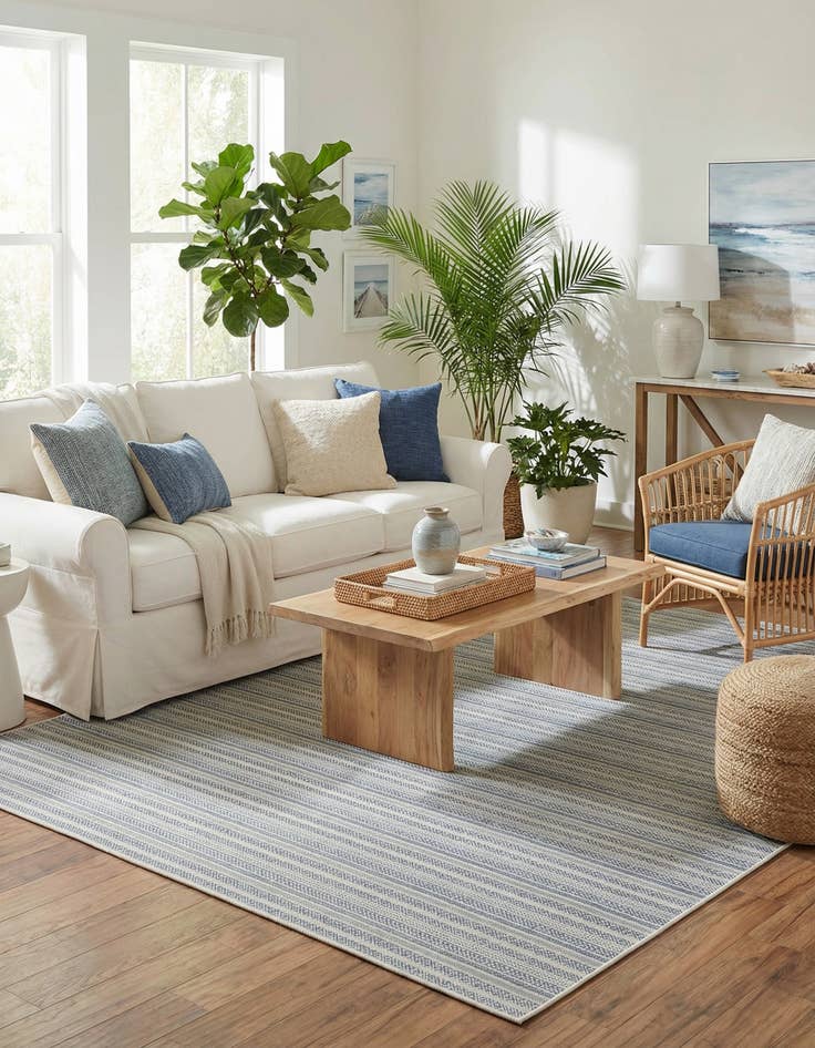 Detail image of 10' x 13'  Washable Striped Indoor / Outdoor Rug