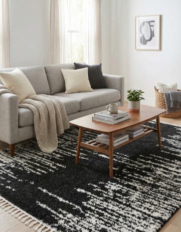 Black and White Serenity Shag Rug