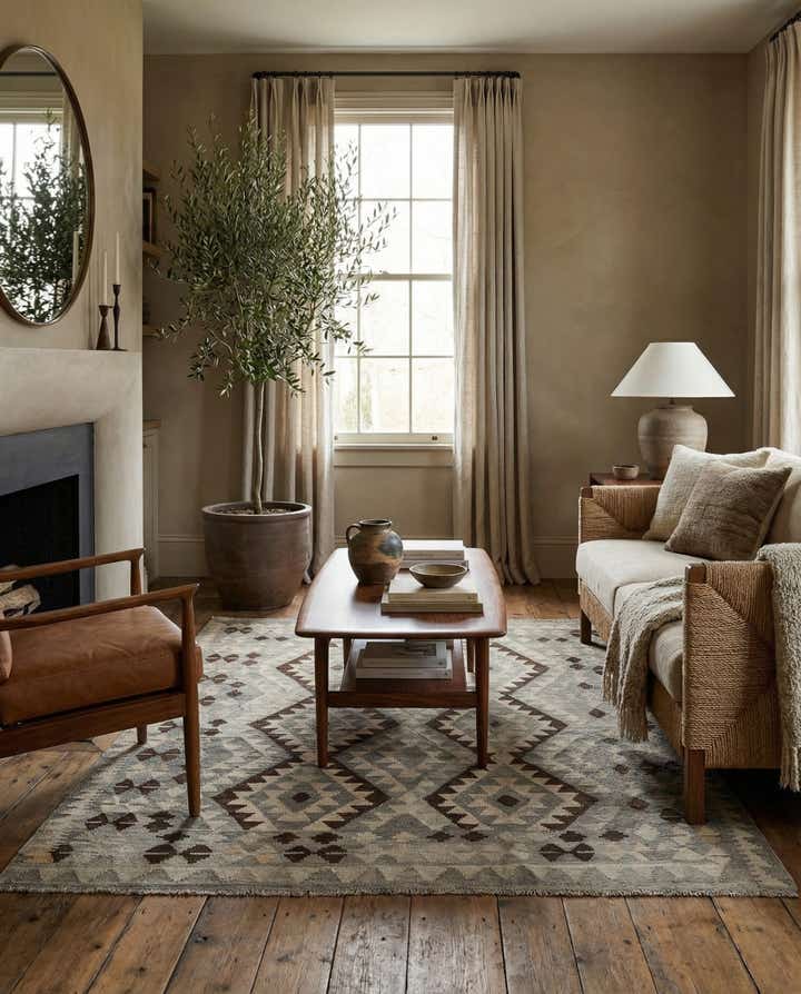 5' 2 x 6' 5 Hand Woven Kilim Maymana Wool Rug