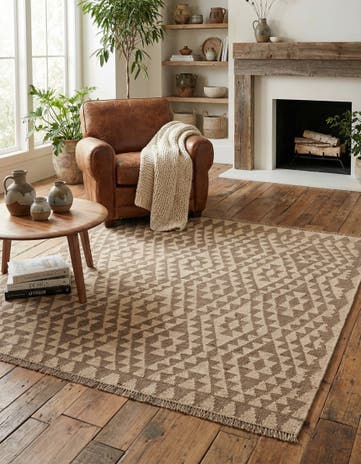 4' 9 x 5' 3 Hand Woven Kilim Maymana Wool Square Rug