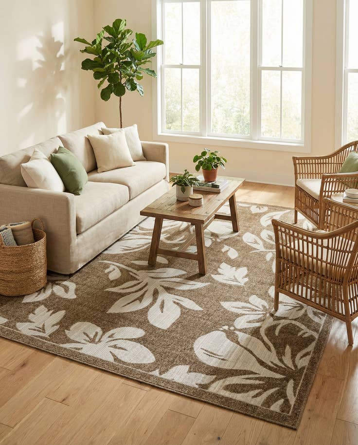 Detail image of 8' x 10' Easy-Clean Botanical Indoor / Outdoor Rug