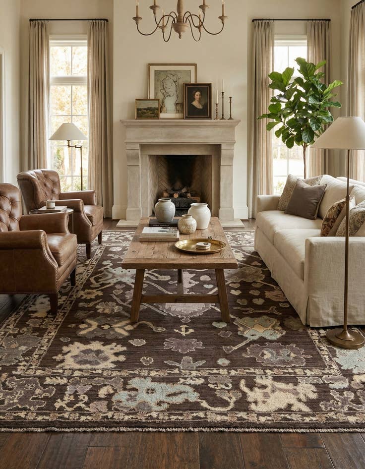 Detail image of 9' 4 x 13'  Hand Knotted Oushak Wool Rug