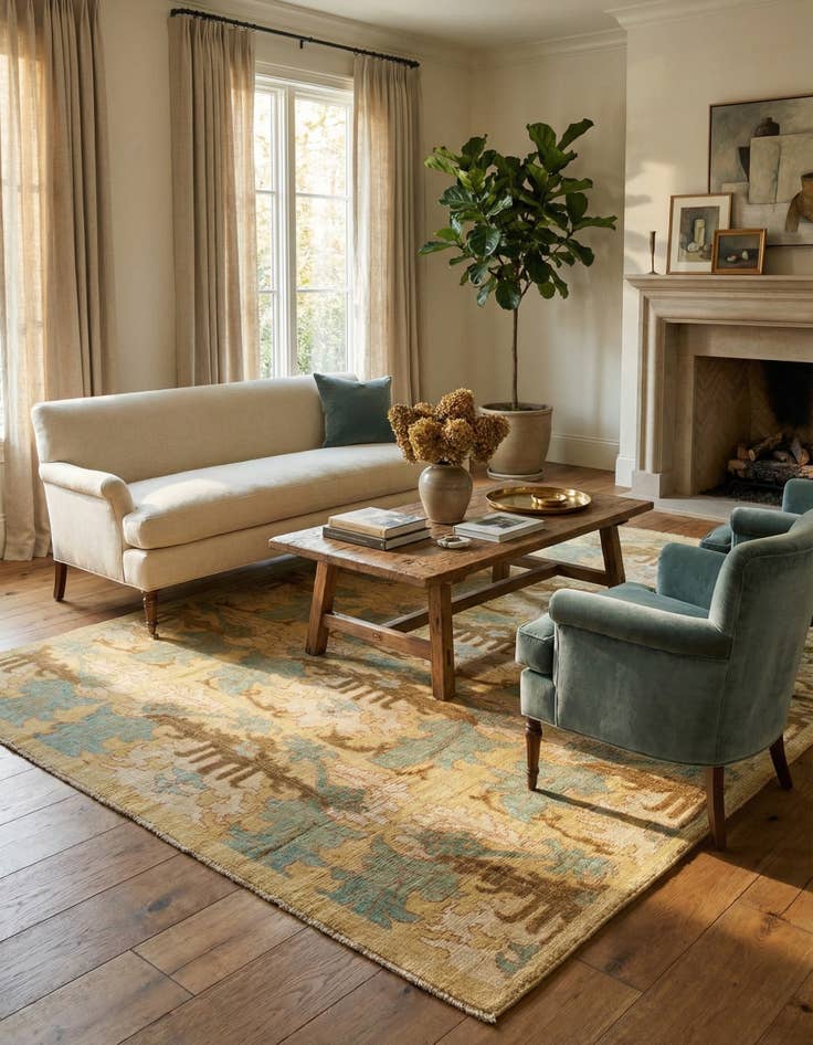 Detail image of 8' 6 x 12' 7  Hand Knotted Oushak Wool Rug