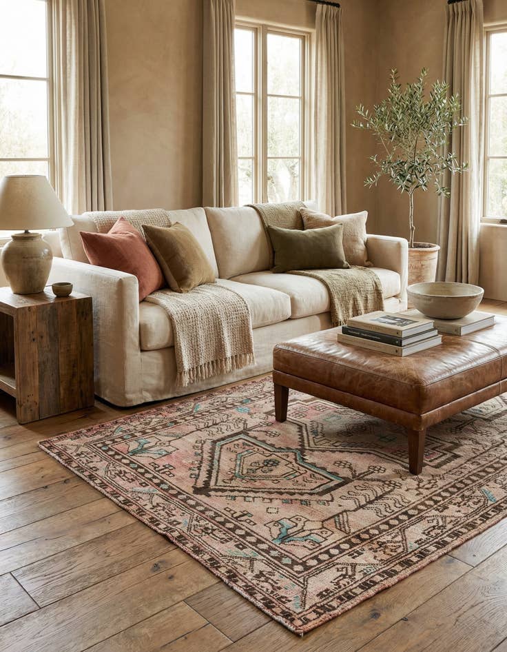 Detail image of 4' 3 x 6' 8  Hand Knotted Ultra Vintage Persian Wool Rug