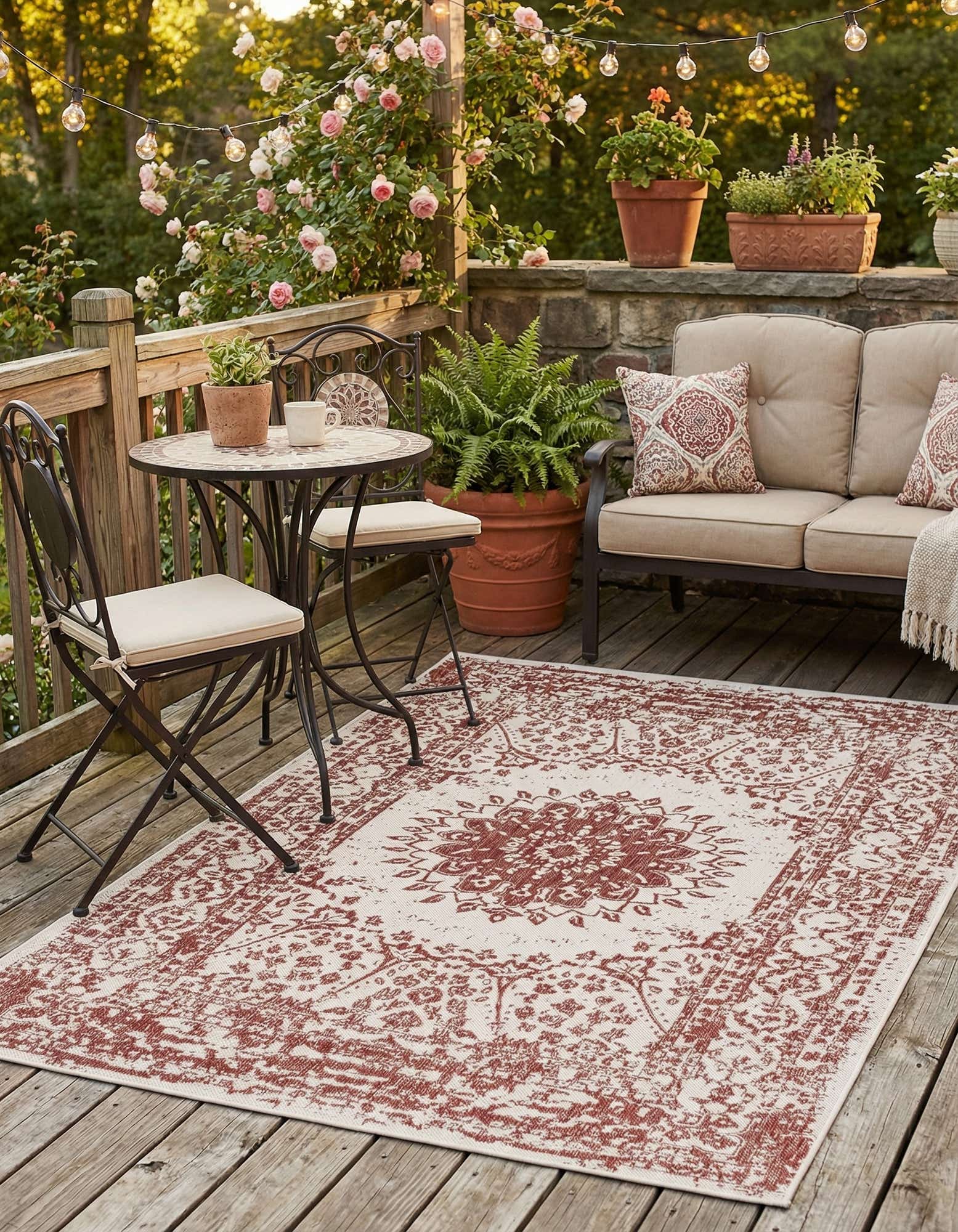 5' 3 x 8' Easy-Clean Traditional Indoor / Outdoor Rug