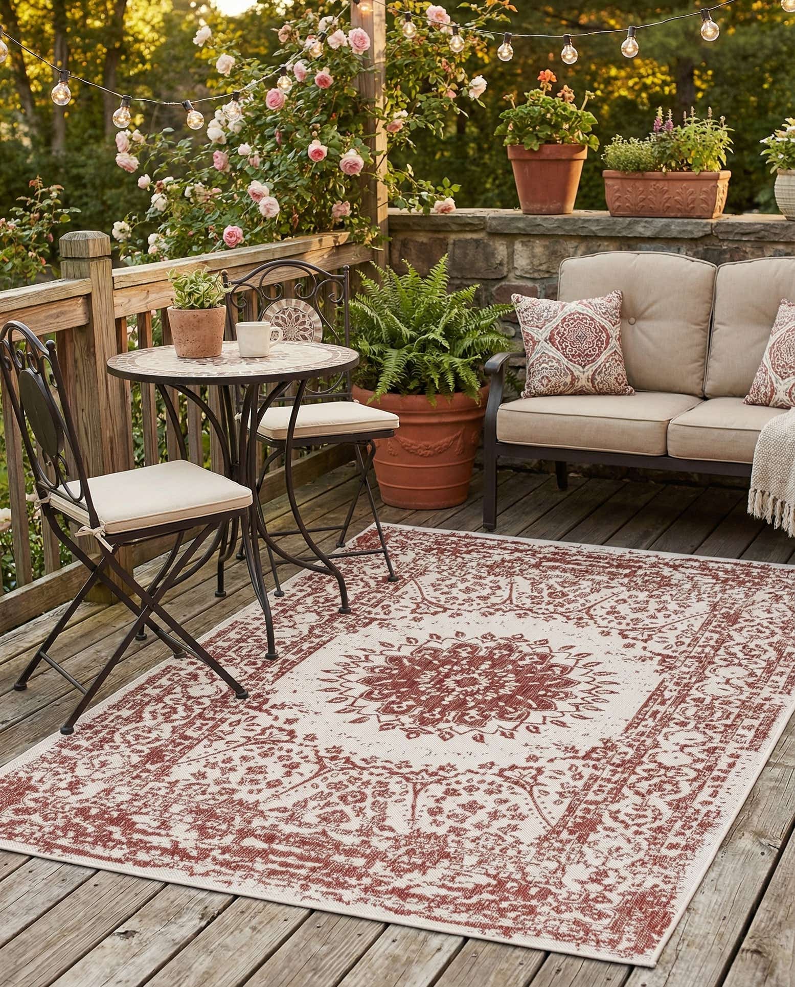 5' 3 x 8' Easy-Clean Traditional Indoor / Outdoor Rug