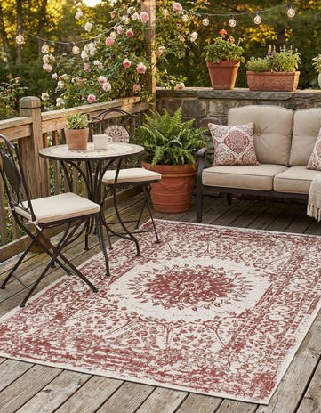 5' 3 x 8' Easy-Clean Traditional Indoor / Outdoor Rug
