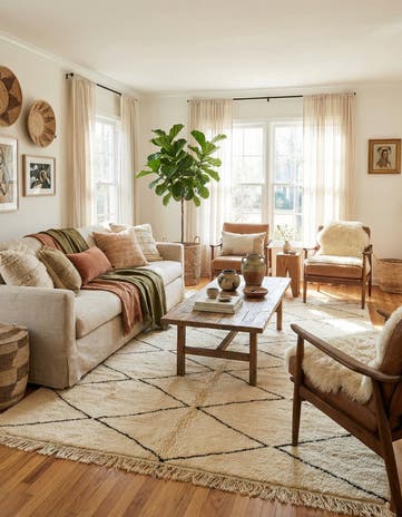 6' 8 x 10' Hand Knotted Moroccan Wool Rug