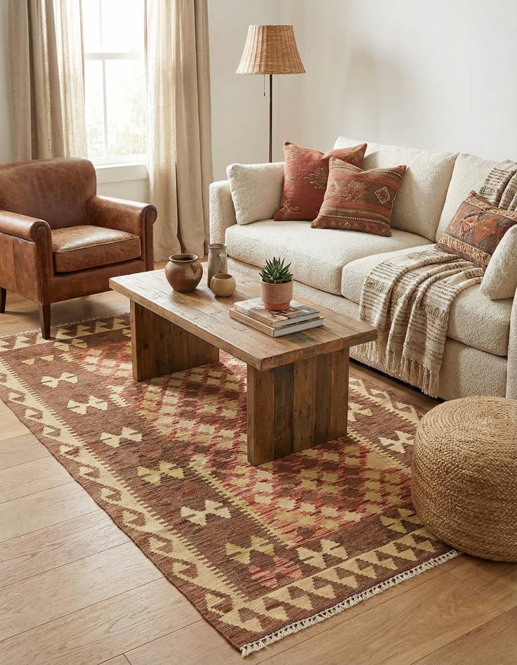 Detail image of  3' 4 x 6' 3  Hand Woven Kilim Maymana Wool Rug