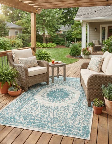 6' x 9' Easy-Clean Traditional Indoor / Outdoor Rug