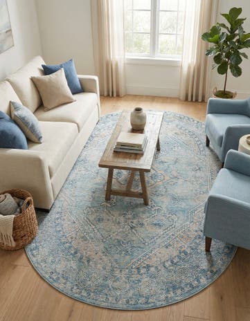 Blue Newport Oval Rug