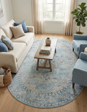 Blue Newport Oval Rug