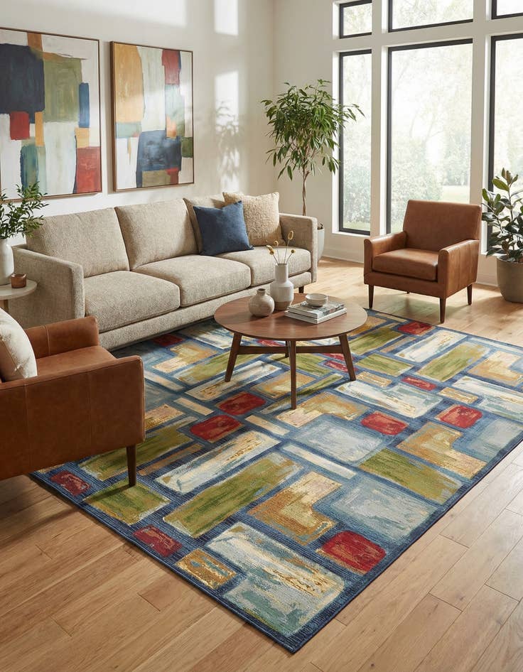 Detail image of  10' x 12' 2  Washable Modern Indoor / Outdoor Rug