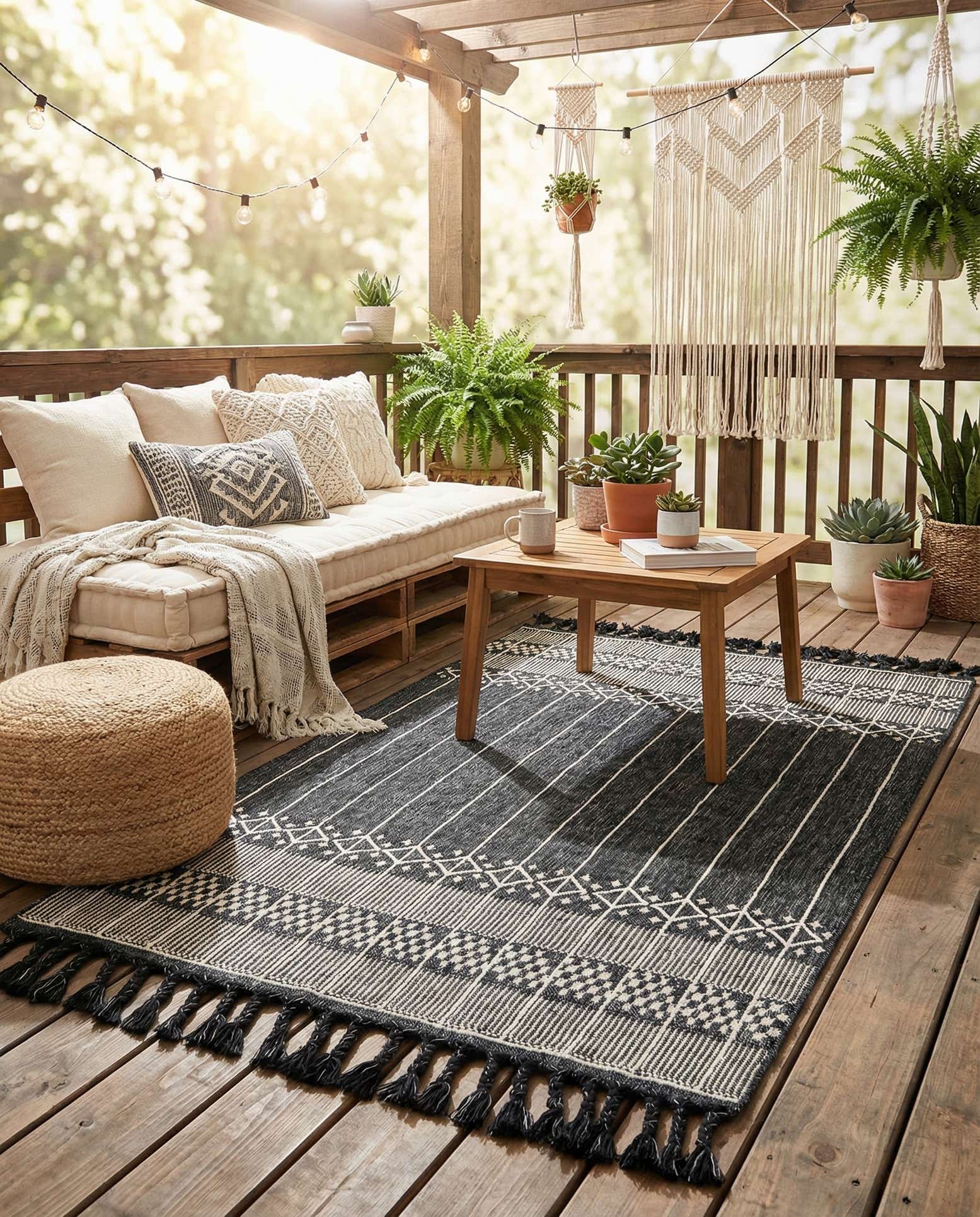 4' 1 x 6' 1 Easy-Clean Eco Bohemian Indoor / Outdoor Rug