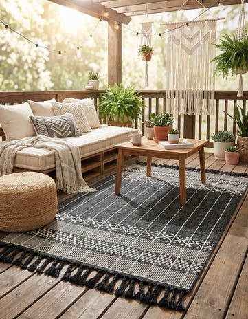 4' 1 x 6' 1 Easy-Clean Eco Bohemian Indoor / Outdoor Rug