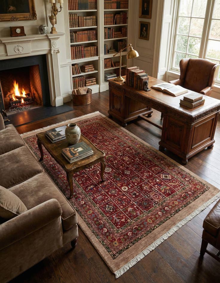 Detail image of 4' 7 x 6' 10  Hand Knotted Kashkuli Persian Rug