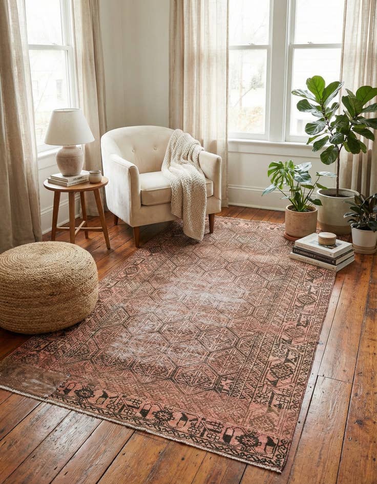 Detail image of  3' 8 x 7' 2  Hand Knotted Ultra Vintage Persian Wool Rug