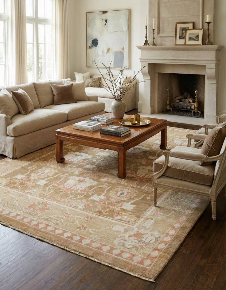 Detail image of  11' x 14' 3  Hand Knotted Oushak Wool Rug