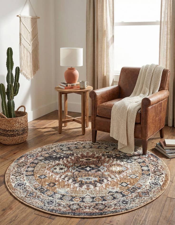 Detail image of 3' 3 x 3' 3 Eco Southwestern Round Rug
