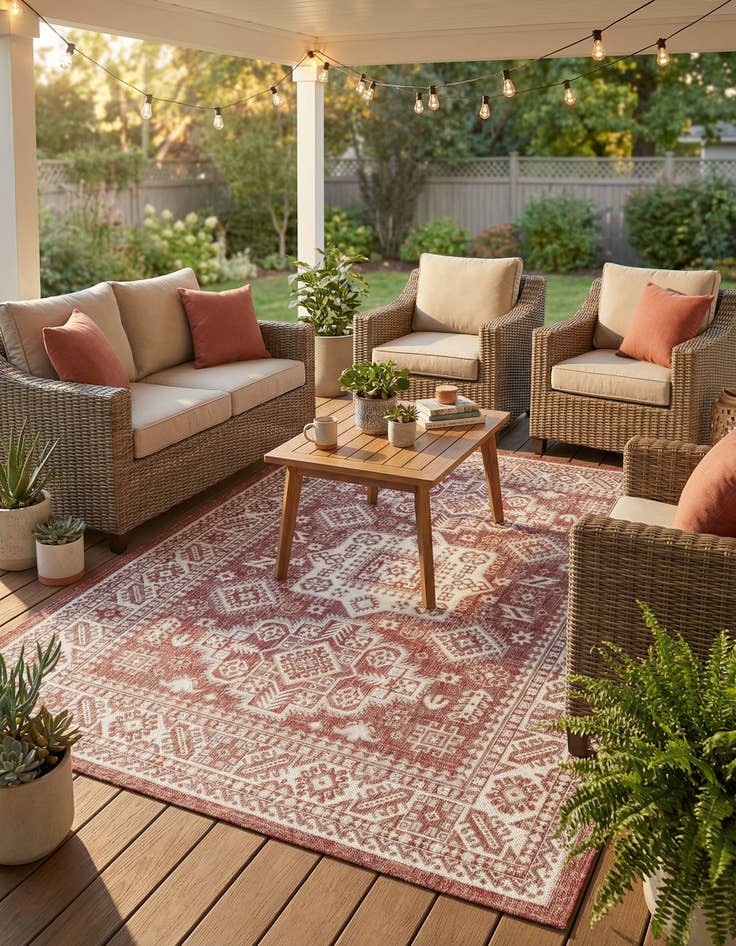Detail image of 5' 3 x 7' Easy-Clean Aztec Indoor / Outdoor Rug