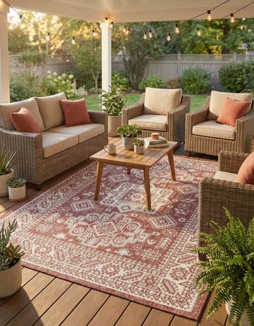 5' 3 x 7' Easy-Clean Aztec Indoor / Outdoor Rug