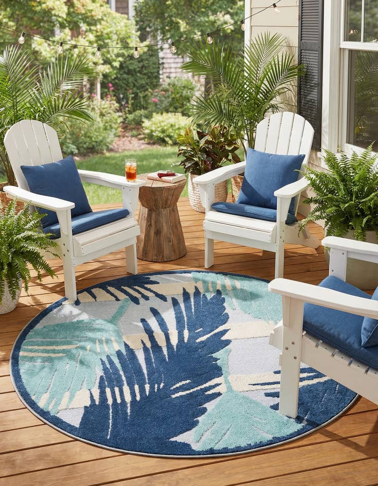 Detail image of  5' 3 x 5' 3  Washable Aruba Indoor / Outdoor Round Rug
