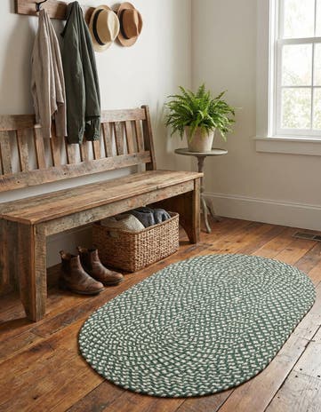 2' x 3' 1 Handmade Tweed Braided Jute Oval Rug