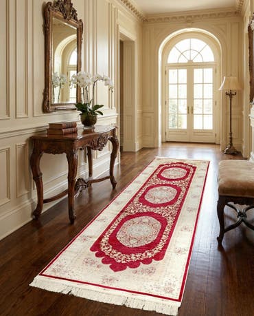  2' 7 x 9' 10 Qom Bamboo Silk Runner Rug