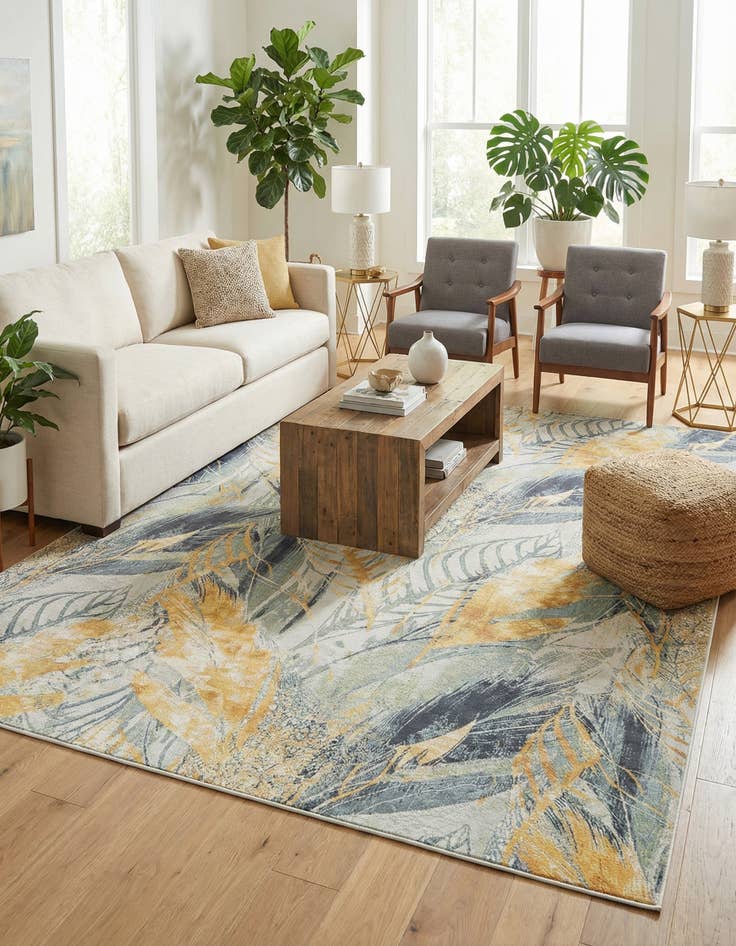 Detail image of 10' x 14' 2  Washable Botanical Indoor / Outdoor Rug