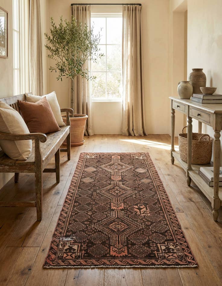 Detail image of 2' 6 x 5' 5 Hand Knotted Ultra Vintage Persian Wool Runner Rug
